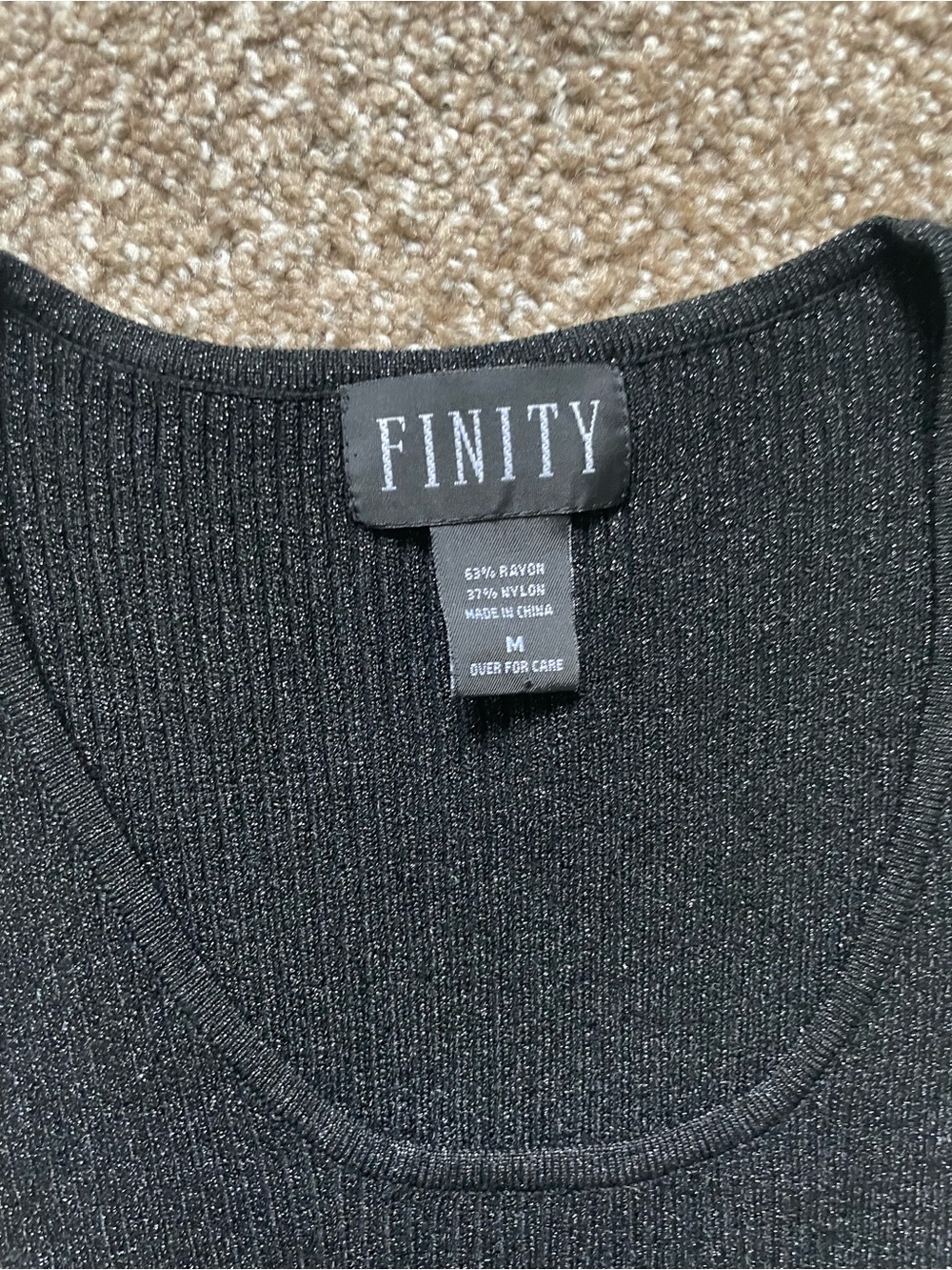 Finity Black Metallic Ribbed Tank Top - Picture 2 of 7